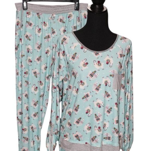 ✨CUDDL DUDS Womens Llamas Long Sleeve Cozy Jersey Sz 2X/XL Pajama Set✨ - Picture 4 of 13